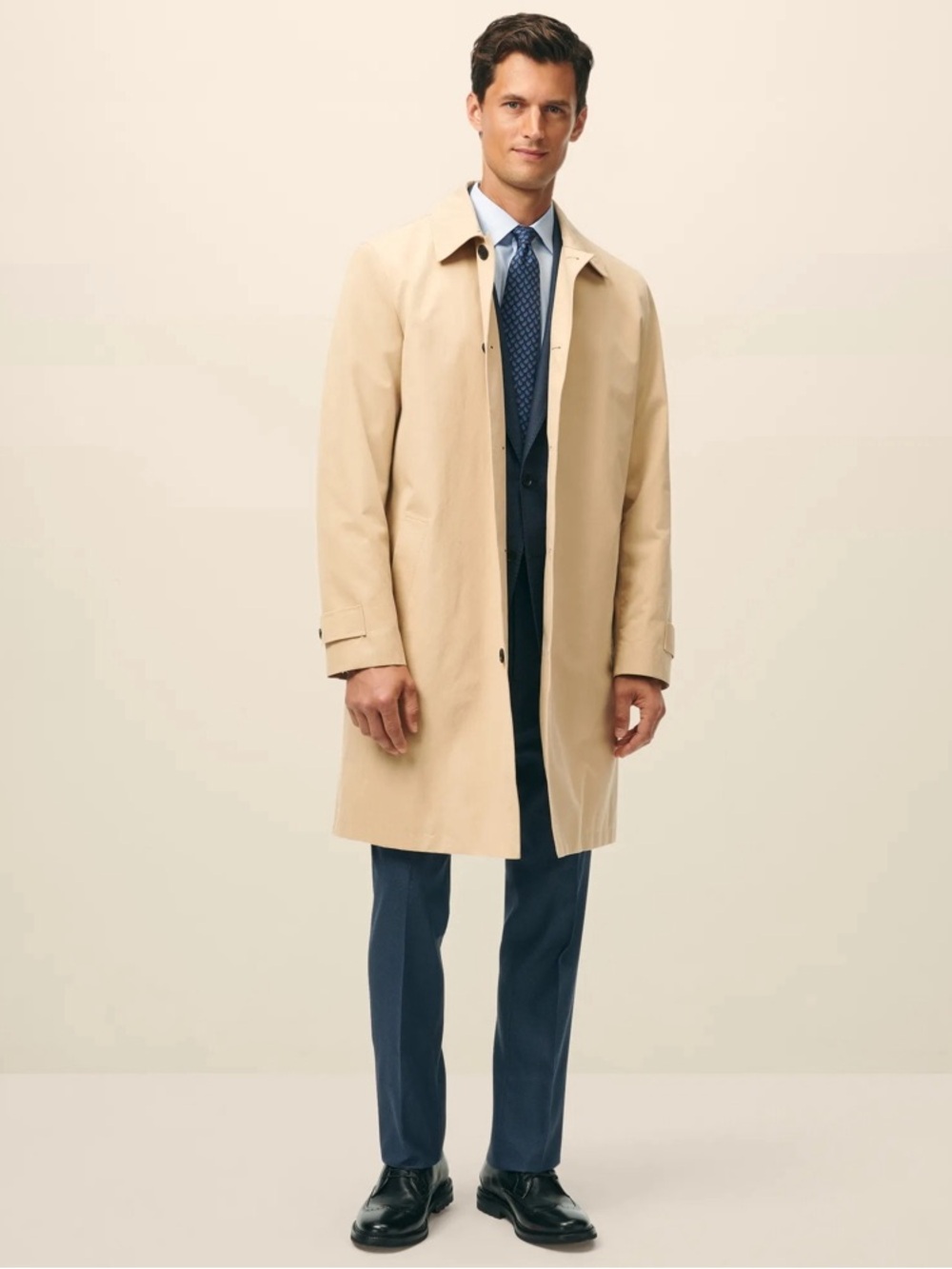 Brooks Brothers Beige Single-Breasted Trench Coat